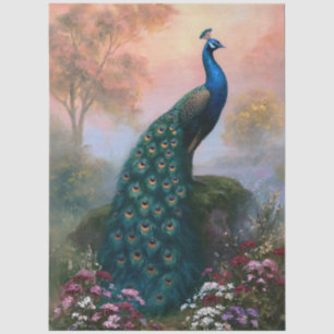 Indisches Pfau-Dekupage-Kunstwerk Seidenpapier
