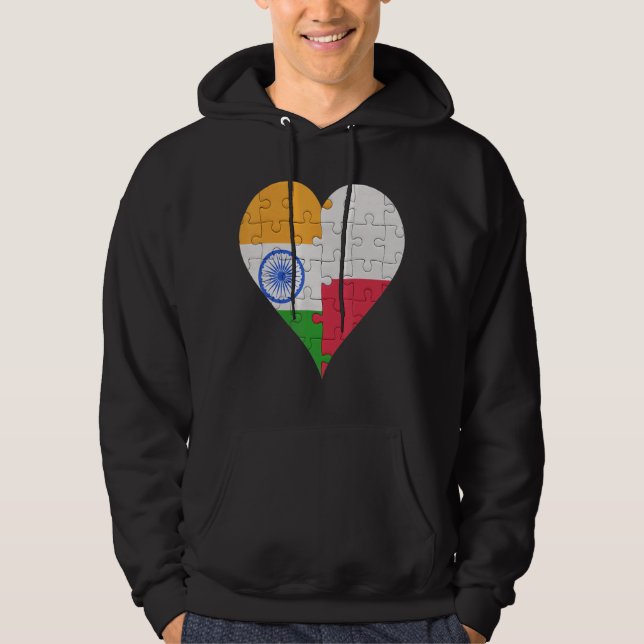 Indisches polnisches Flaggenherz Hoodie (Vorderseite)
