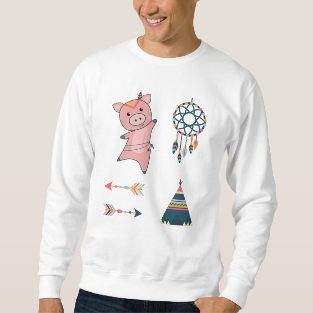 Indisches Schweinefleischaufkleber Set Tipi Sweatshirt (Vorderseite)