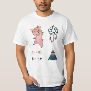 Indisches Schweinefleischaufkleber Set Tipi T-Shirt