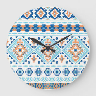 Indisches Stammes-Rug-Ornament Große Wanduhr
