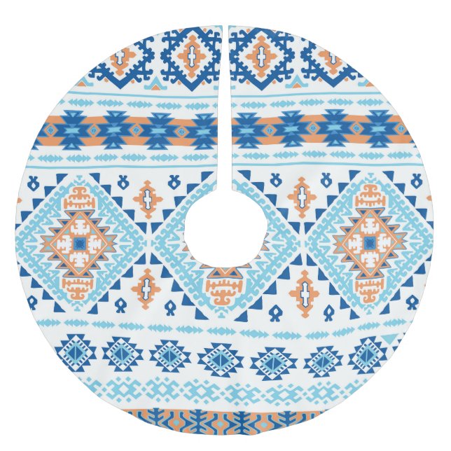 Indisches Stammes-Rug-Ornament Polyester Weihnachtsbaumdecke (Vorderseite)