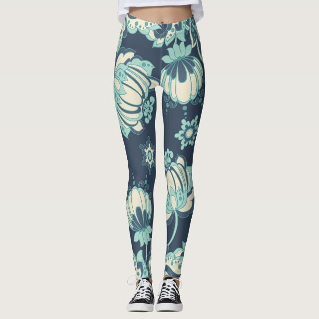 Indisches Vintages Nahtloses Muster Leggings (Vorderseite)
