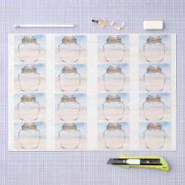 Individual Jars & Coastal Background Decoupage  Seidenpapier