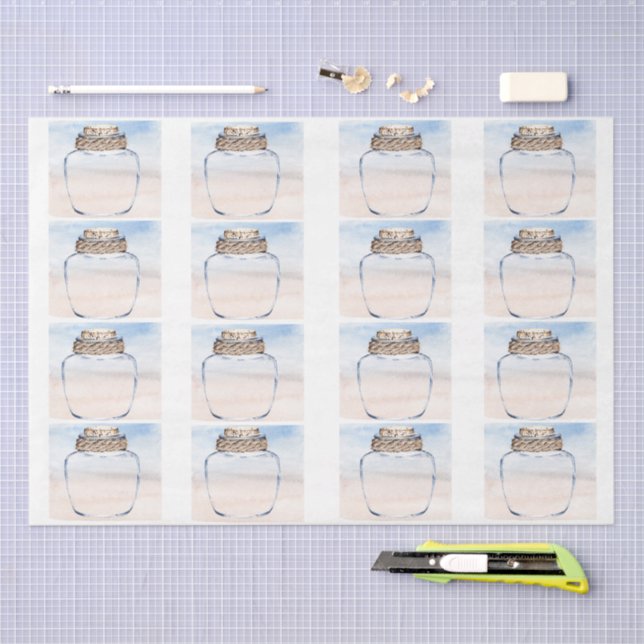 Individual Jars & Coastal Background Decoupage  Seidenpapier (Handwerk)