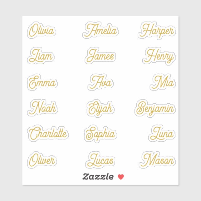 Individual Names Elegant Gold Calligraphy Script  Aufkleber (Blatt)
