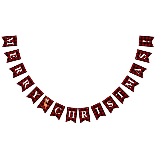 Individualisierbare Rot, Schwarz Kariert Frohe Wei Wimpelkette (Alle)