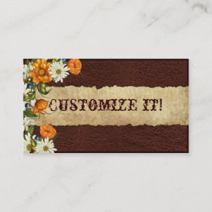 INDIVIDUALISIERBARE Western Leather N Daisies Ges Visitenkarte