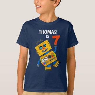 Individualisierbarer 7. Geburtstagsrobot 7 Jahre T-Shirt