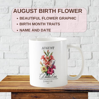 Individualisierbarer August Geburtstagsfeier Blume Kaffeetasse