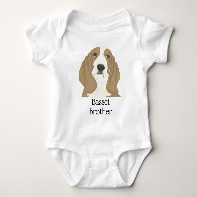 Individualisierbarer Basset-Hund Baby Strampler (Vorderseite)
