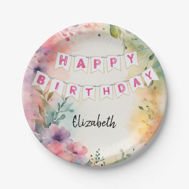 individualisierbares Glück zum Geburtstag von Napk Pappteller (Vorderseite)