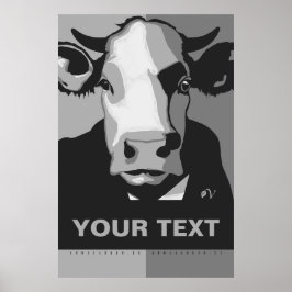 Individualisiere es Schwarz-Weiß-Pop-Art-Kuhposter Poster