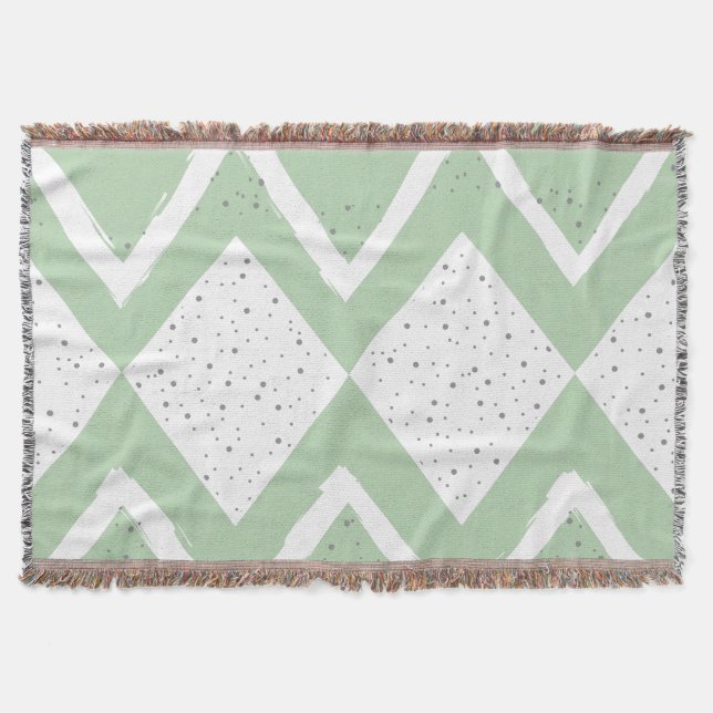 Individualisieren Sie das Green und Gray Zig Zag M Decke (Vorderseite)