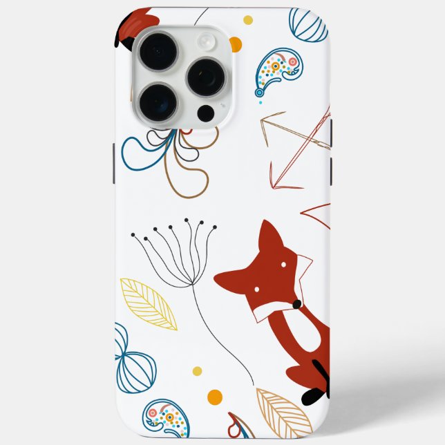 Individualisieren Sie moderne Fox Woodland Muster Case-Mate iPhone Hülle (Rückseite)