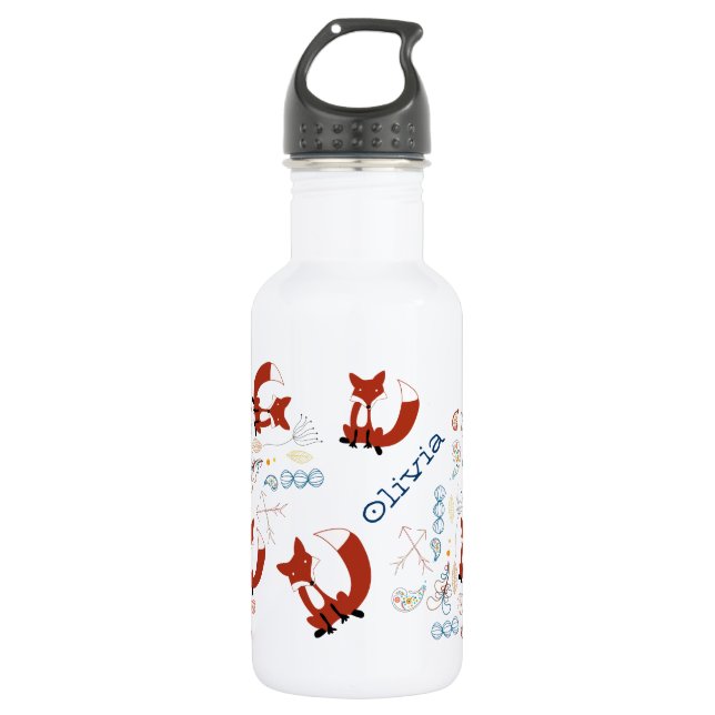Individualisieren Sie moderne Fox Woodland Muster Trinkflasche (Vorderseite)