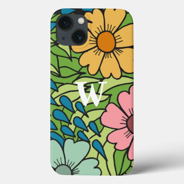 Individualisieren Sie Retro-Blume im Großformat, M Case-Mate iPhone Hülle (Rückseite)