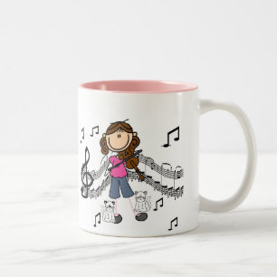 Individualisierte Stockfigur Geigenspielerin Tasse