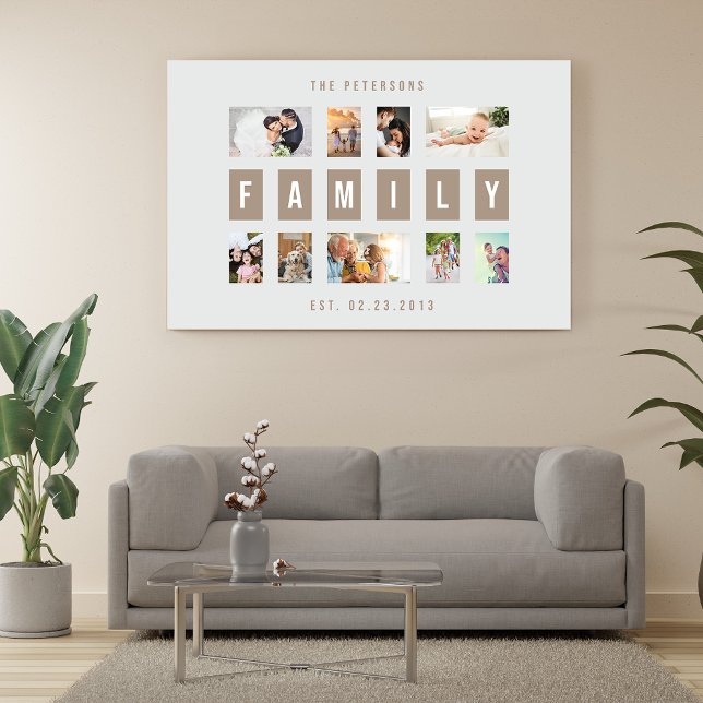 Individuell anpassbare 9-Foto-Familie Moderne Coll Leinwanddruck (Customizable 9 Photo Family Modern Collage Wall Canvas Print)