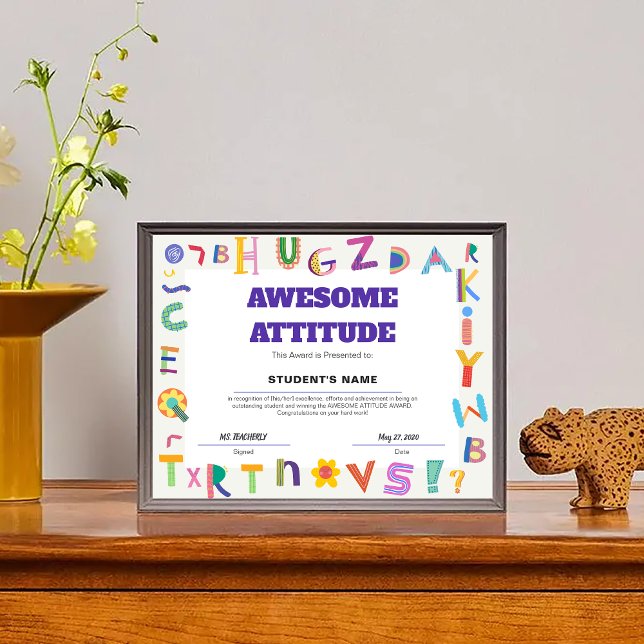 Individuell anpassbare Auszeichnung der Phantastis (Customizable Awesome Attitude Student Class Award)