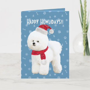Individuell anpassbare Bichon Frise Holiday Card Feiertagskarte