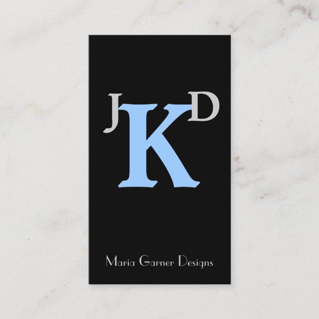 Individuell anpassbare Blue Monogram Business Card Visitenkarte (Vorderseite)