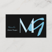Individuell anpassbare Blue Monogram Business Card