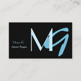 Individuell anpassbare Blue Monogram Business Card Visitenkarte