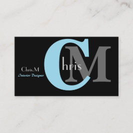 Individuell anpassbare Blue Monogram Business Card Visitenkarte