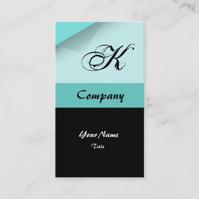 Individuell anpassbare Blue Monogram Business Card Visitenkarte (Vorderseite)