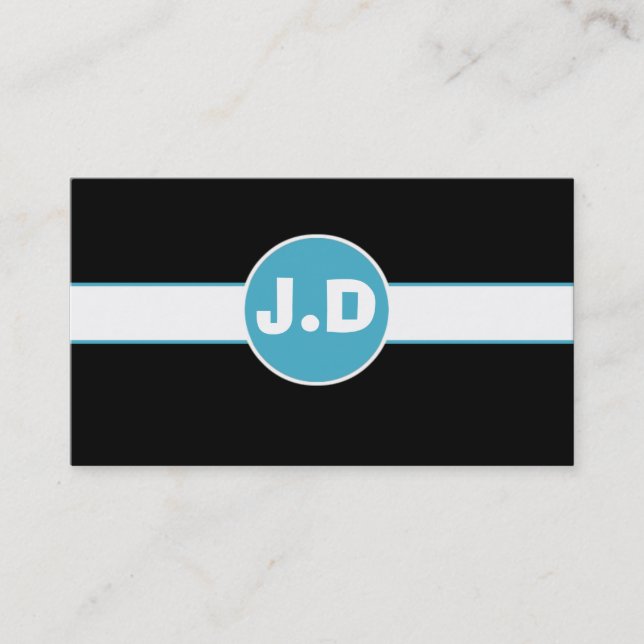 Individuell anpassbare Blue Monogram Business Card Visitenkarte (Vorderseite)