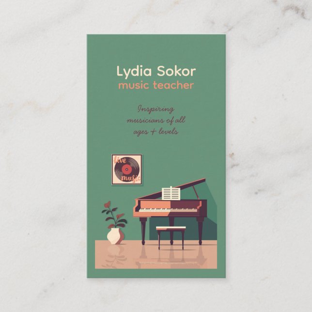 Individuell anpassbare Business Card für Musiklehr Visitenkarte (Vorderseite)