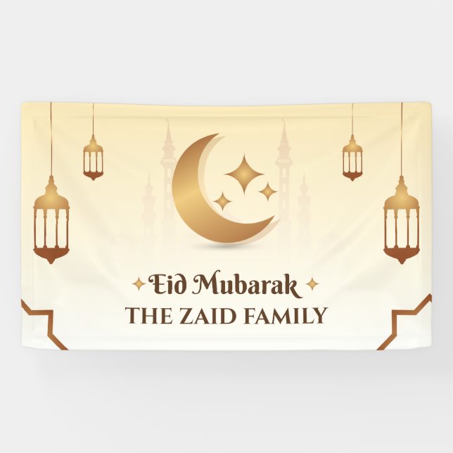 Individuell anpassbare Eid Mubarak Moderne Banner (Horizontal)