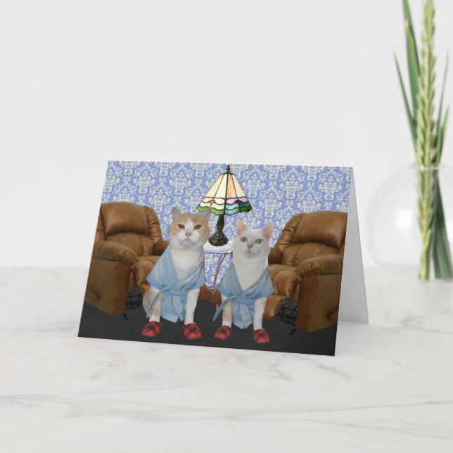 Individuell anpassbare Funny Cats Jubiläum Karte (Vorderseite)