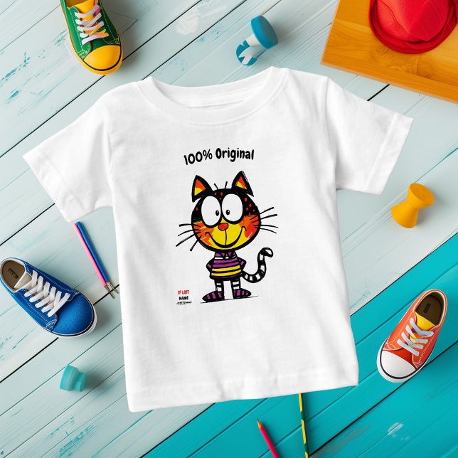 Individuell anpassbare, lustige Katze mit Name und Baby T-shirt (Von Creator hochgeladen)