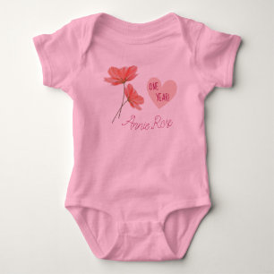 Individuell anpassbare Niedlich- & Girly-Blume 1 J Baby Strampler