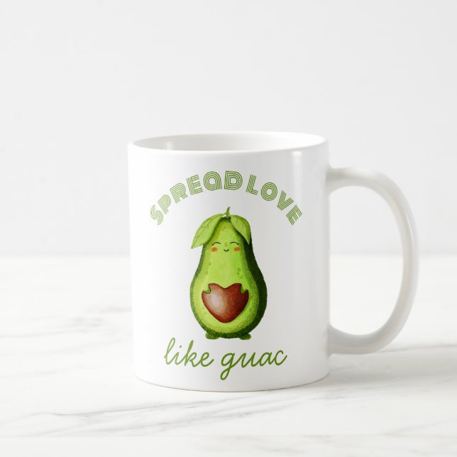 Individuell anpassbare Niedliche Avocado Handgezei Kaffeetasse (Rechts)