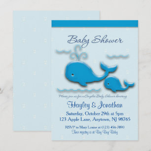 Individuell anpassbare Paare Whale Baby Dusche Einladung
