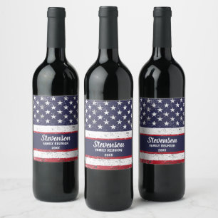 Individuell anpassbare Patriotic Family Wiedersehe Weinetikett