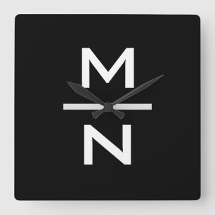 Individuell anpassbare persönliche Monogramm Quadratische Wanduhr