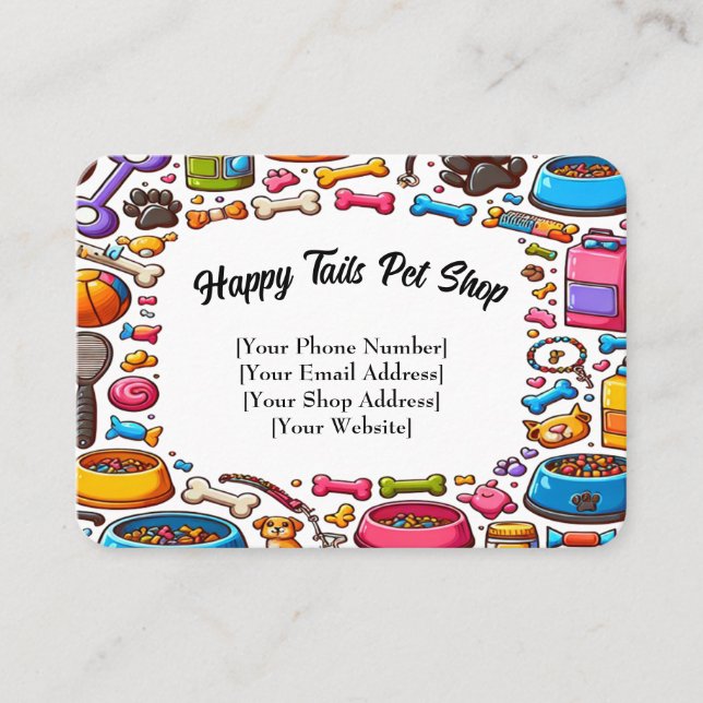 Individuell anpassbare Pet Shop Business Card Spie Visitenkarte (Vorderseite)
