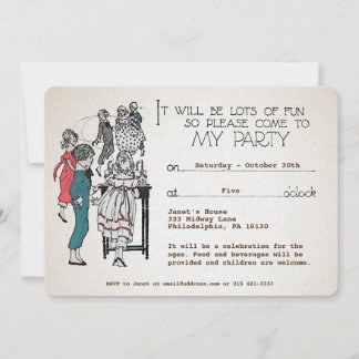 Individuell anpassbare Retro Childish-Party Einlad Einladung