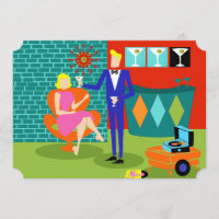 Individuell anpassbare Retro Martini Couple Einlad