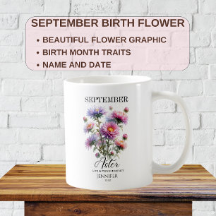 Individuell anpassbare September Geburtstag Aster Kaffeetasse