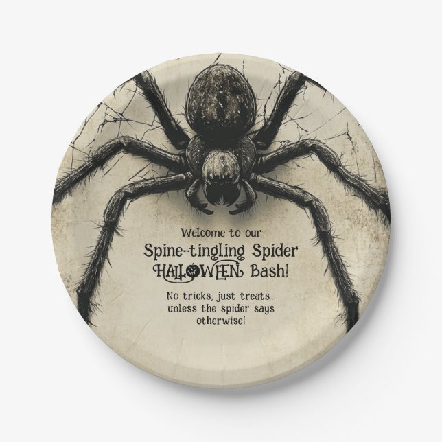 Individuell anpassbare Spine-Kribbelspinne HALLOWE Pappteller (Vorderseite)