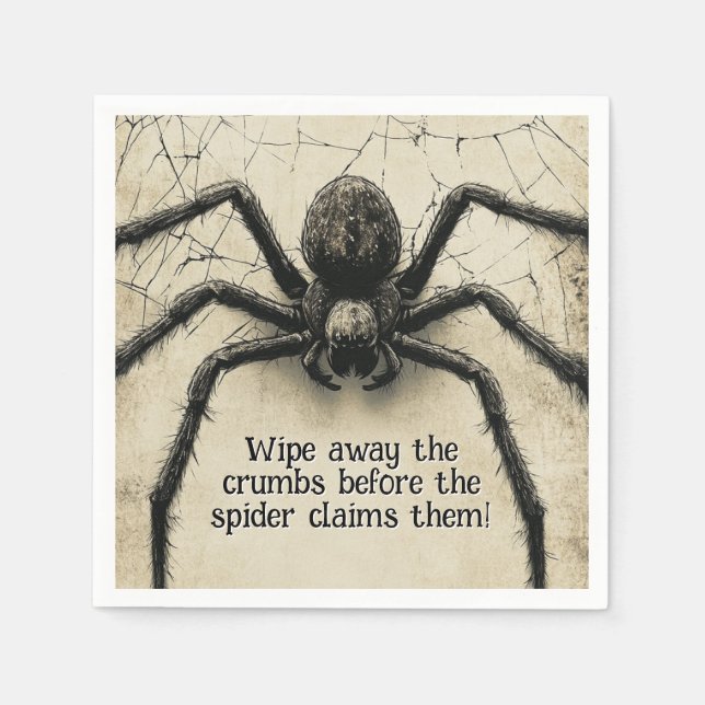 Individuell anpassbare Spine-Kribbelspinne HALLOWE Serviette (Vorderseite)