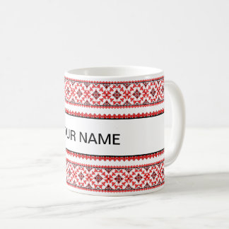 Individuell anpassbare ukrainische Stickerei Red C Kaffeetasse