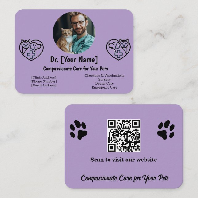 Individuell anpassbare Veterinärbetriebskarte mit  Visitenkarte (Vorne/Hinten)