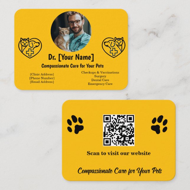 Individuell anpassbare Veterinärbetriebskarte mit  Visitenkarte (Vorne/Hinten)