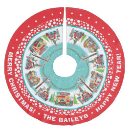 Individuell anpassbare Vintag Campers Polyester Weihnachtsbaumdecke